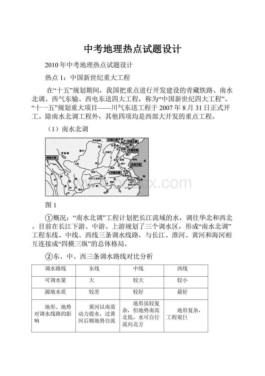 中考地理热点试题设计Word文档下载推荐.docx