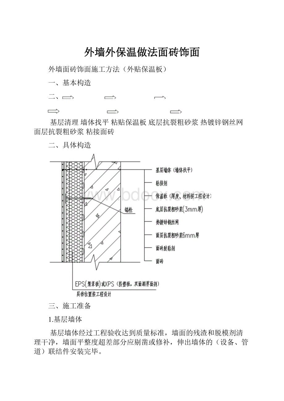 外墙外保温做法面砖饰面.docx