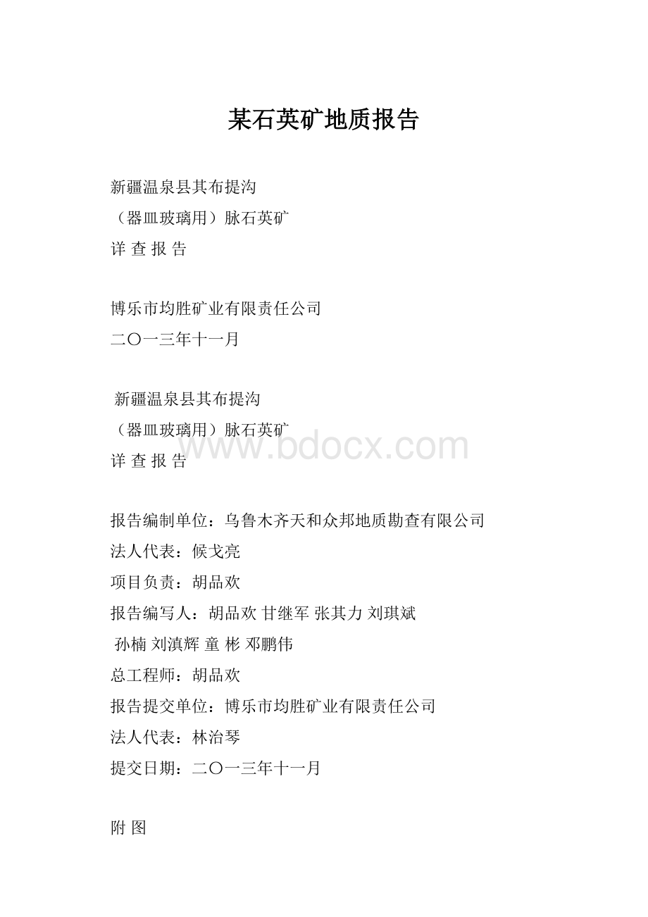 某石英矿地质报告.docx