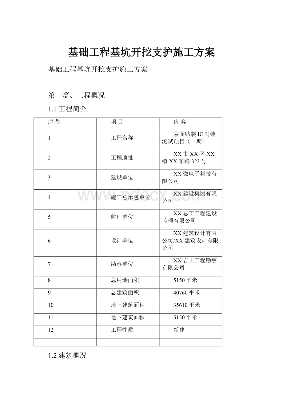 基础工程基坑开挖支护施工方案.docx