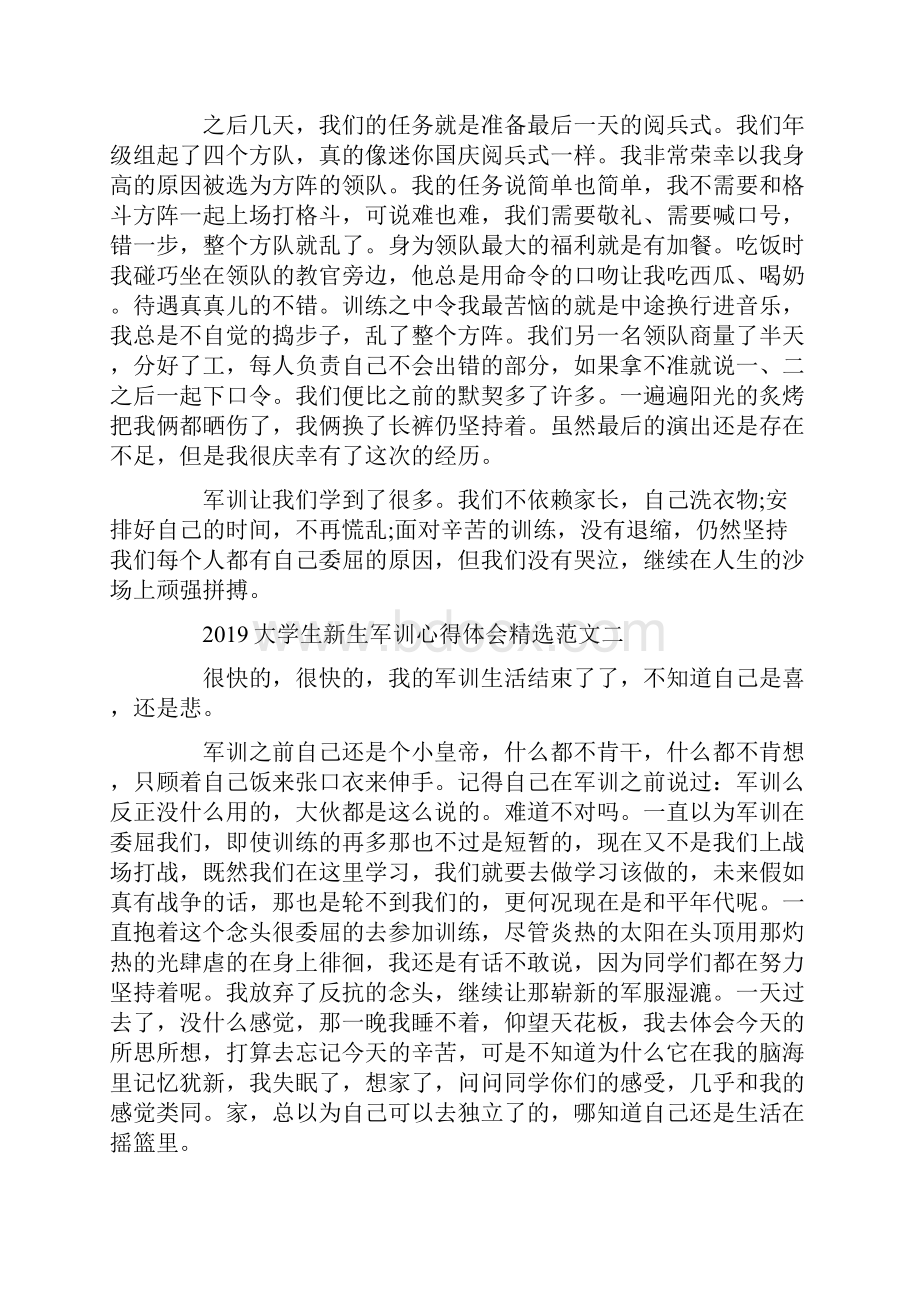 心得体会 大学生新生军训心得体会范文4篇精选.docx_第3页