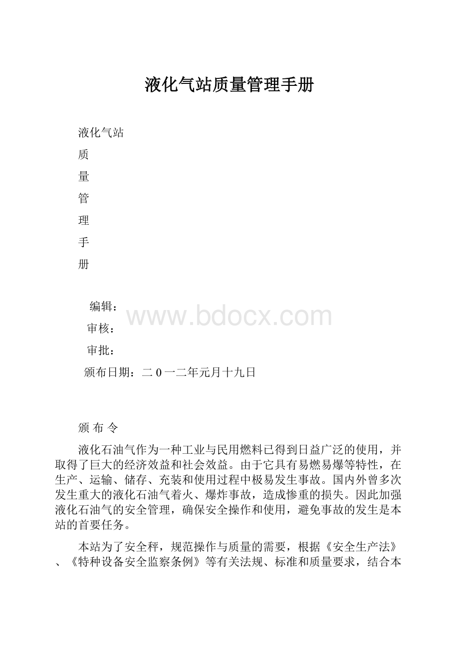 液化气站质量管理手册Word文档格式.docx