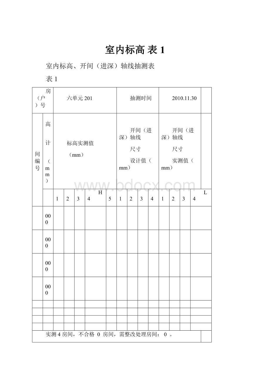 室内标高表1Word格式.docx