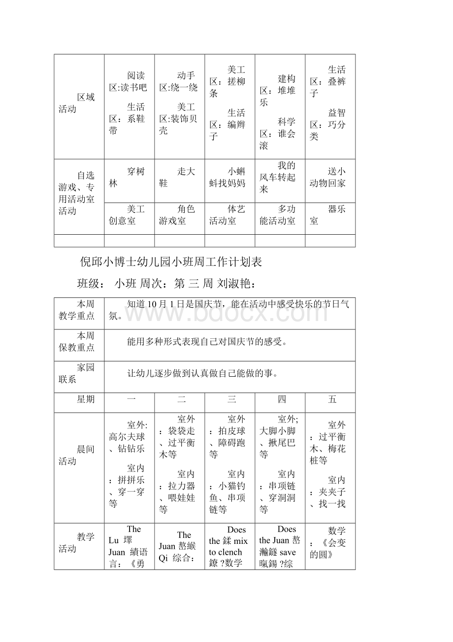 最新幼儿园小班班周计划表资料.docx_第3页