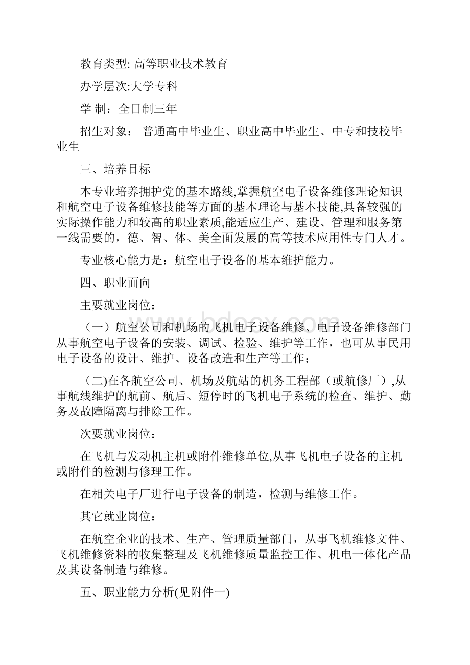 XXXX级航空电子设备维修人才培养方案Word文件下载.docx_第2页