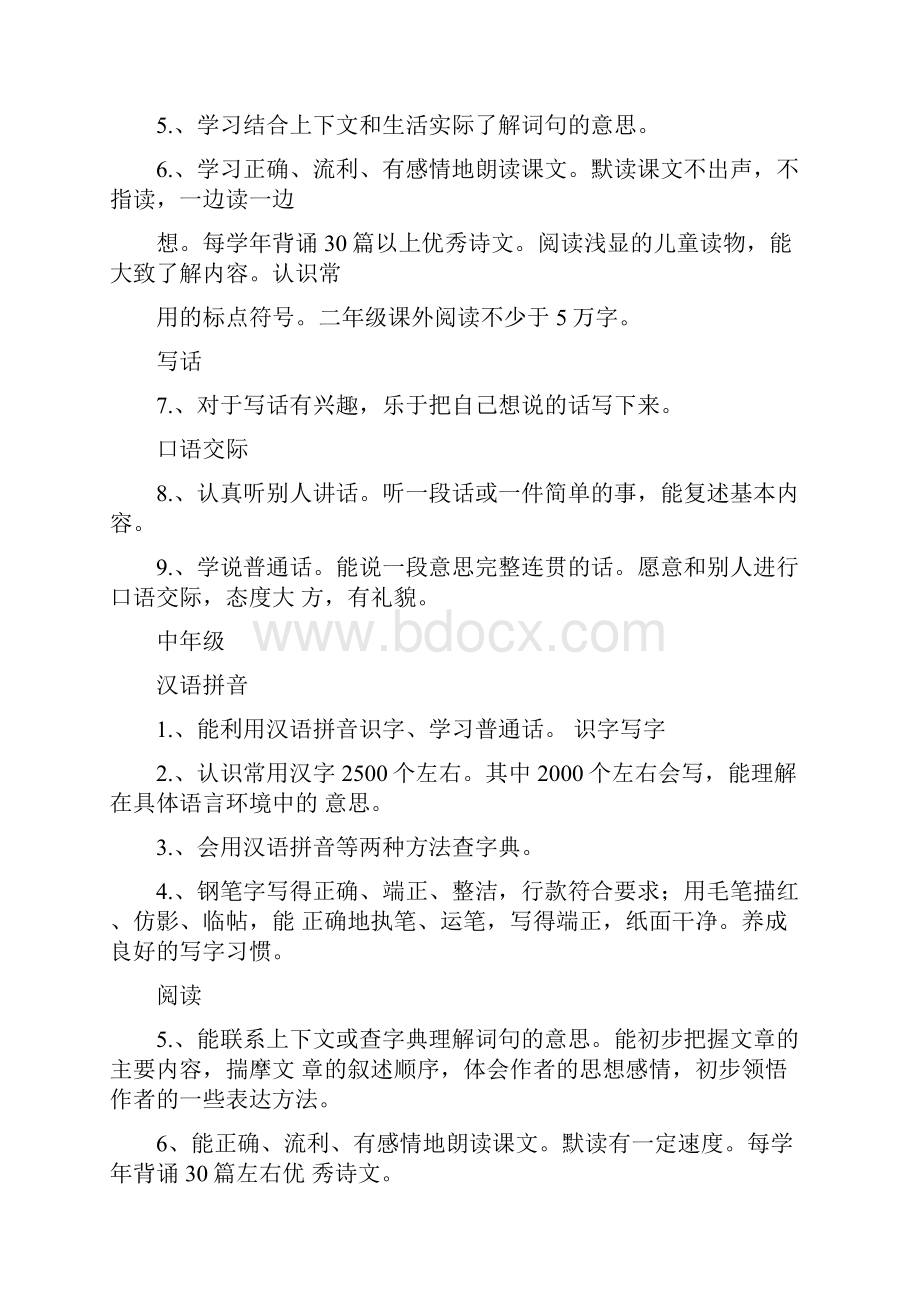 学年九学年义务教育全日制小学语文教学大纲35092Word文档格式.docx_第3页