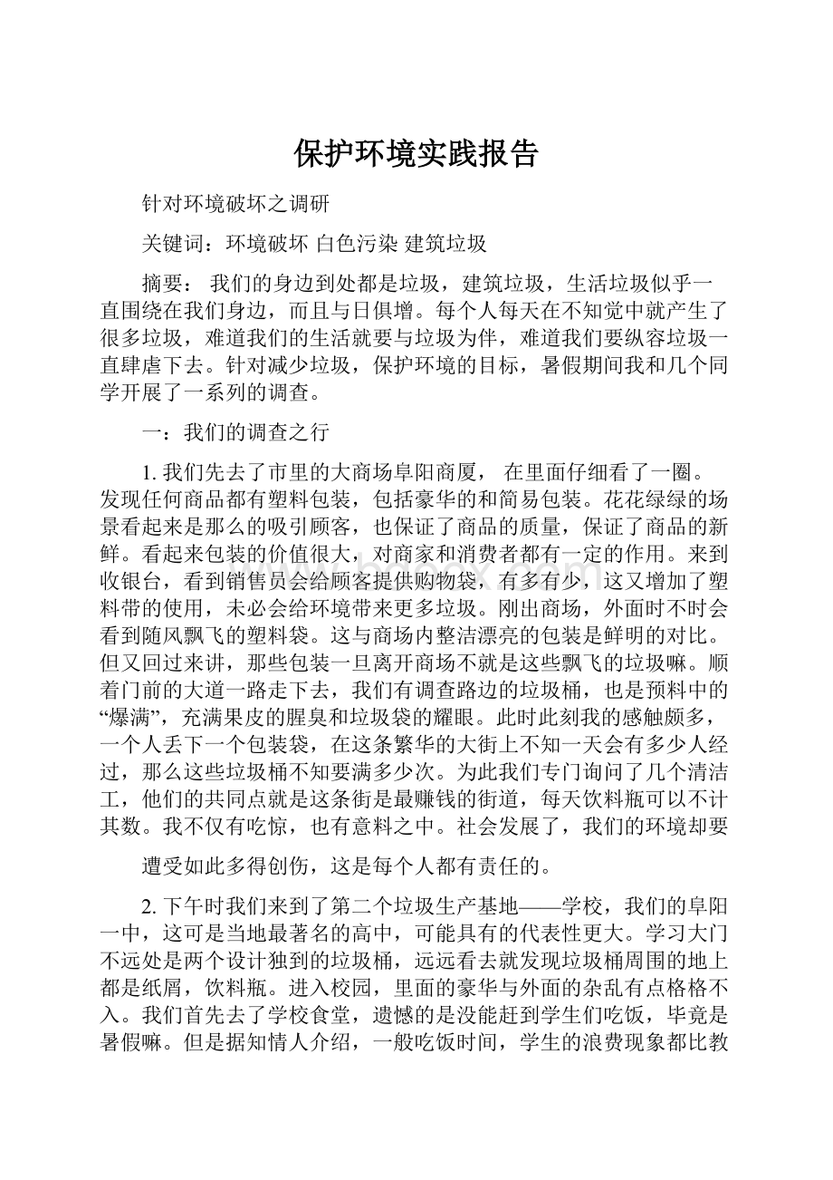 保护环境实践报告.docx