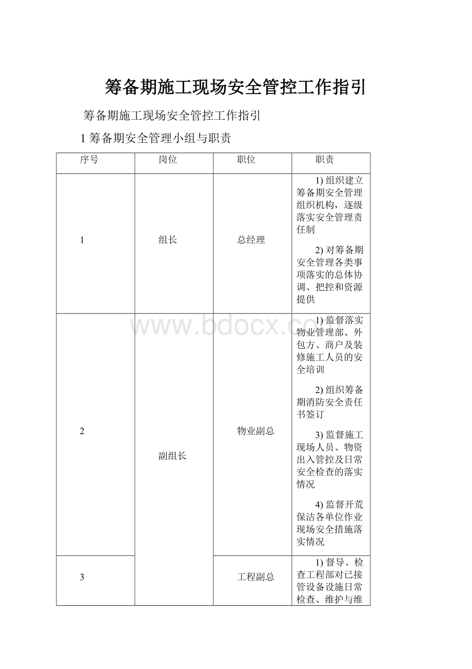 筹备期施工现场安全管控工作指引.docx_第1页