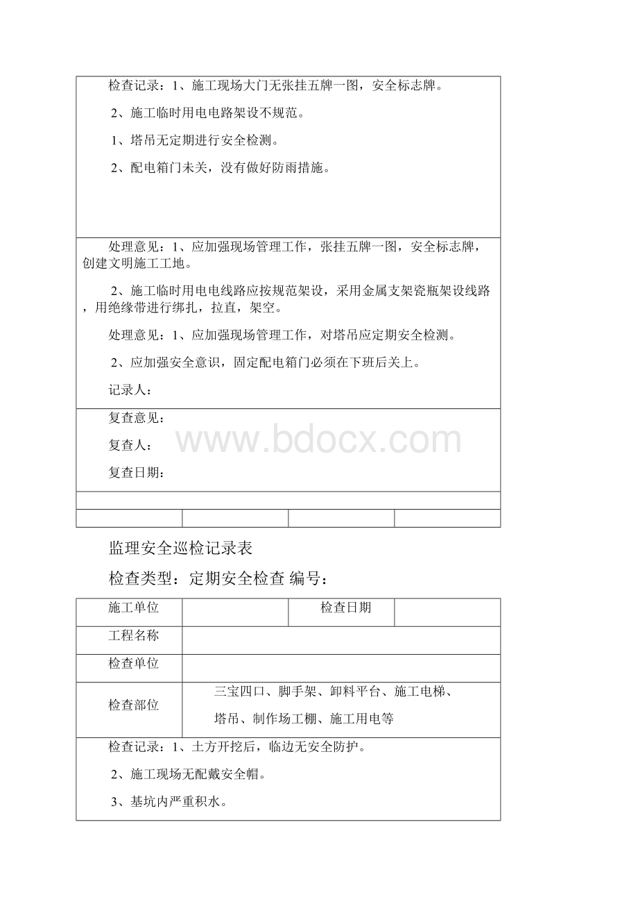 完整word版监理现场安全巡检记录表.docx_第2页