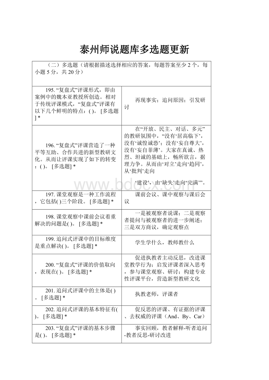 泰州师说题库多选题更新Word格式.docx