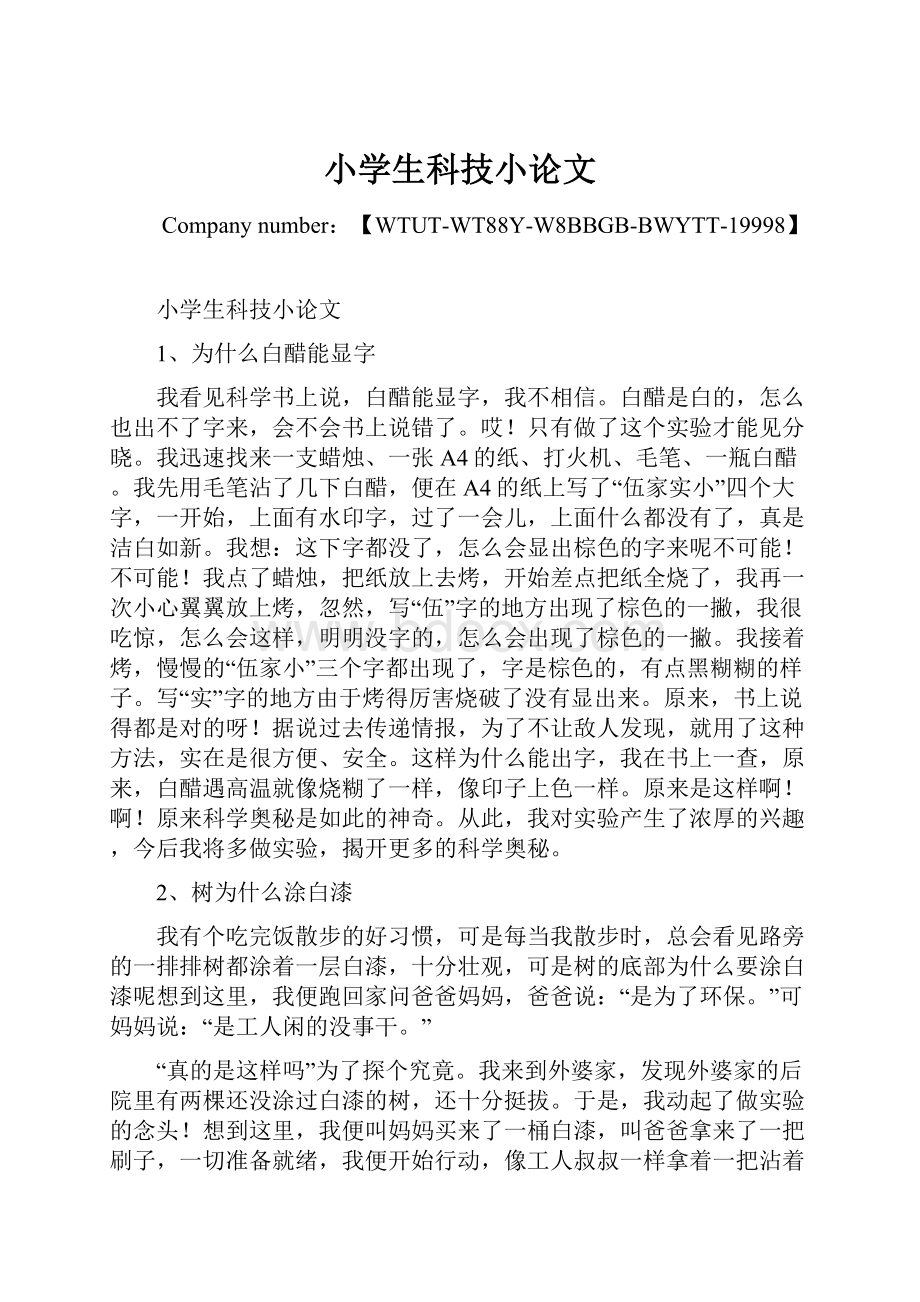 小学生科技小论文Word文档下载推荐.docx