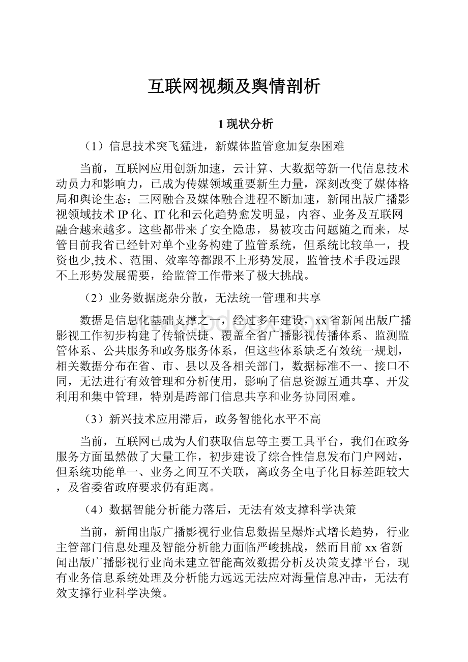 互联网视频及舆情剖析.docx