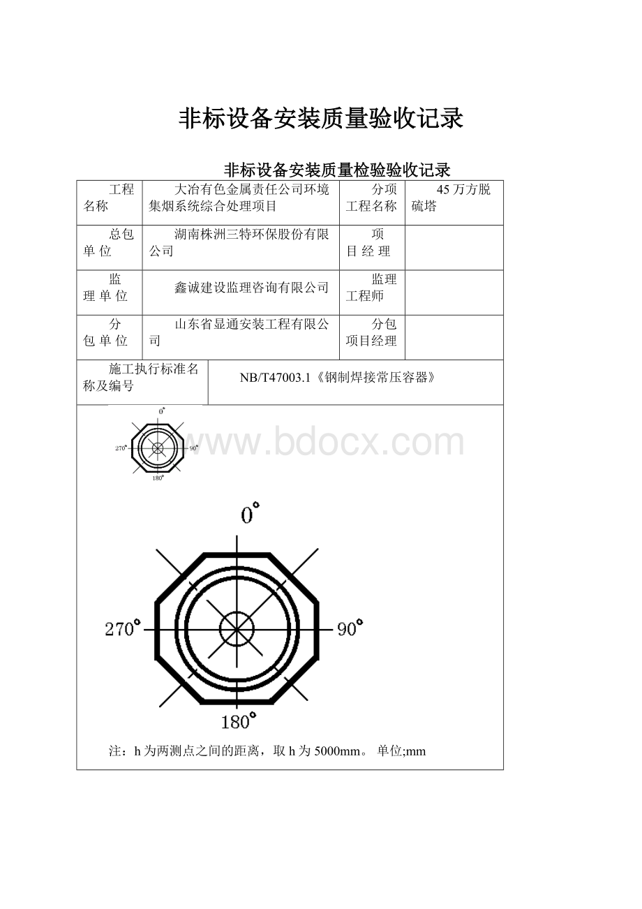 非标设备安装质量验收记录文档格式.docx_第1页