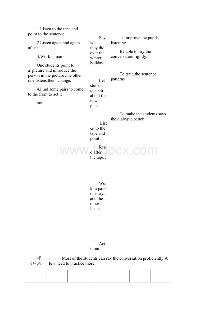 外研版英语四年级下册教案备课三年级起点.docx_第2页