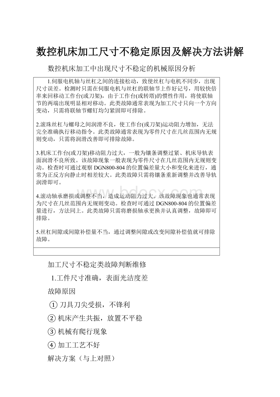 数控机床加工尺寸不稳定原因及解决方法讲解.docx