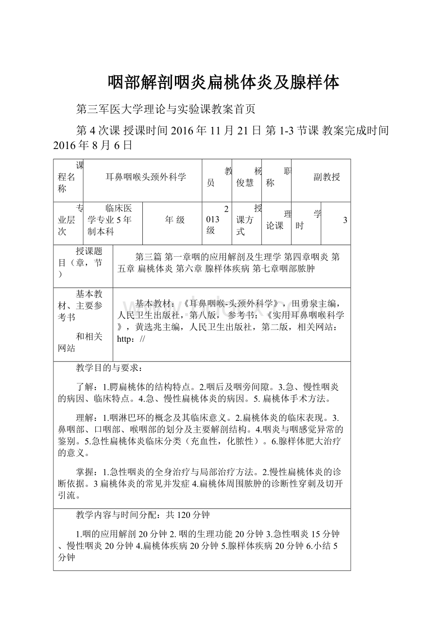 咽部解剖咽炎扁桃体炎及腺样体.docx_第1页