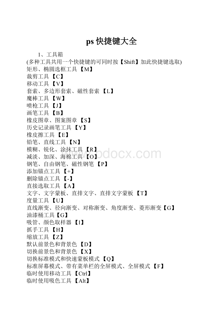 ps快捷键大全Word格式文档下载.docx