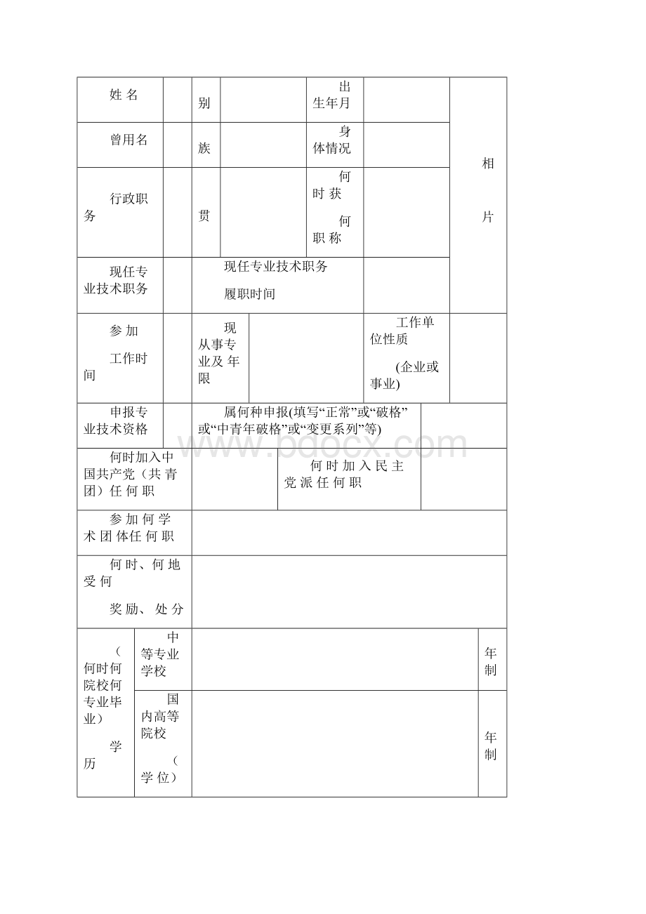 专业技术职务任职资格推荐评审表云南省人事厅制.docx_第3页