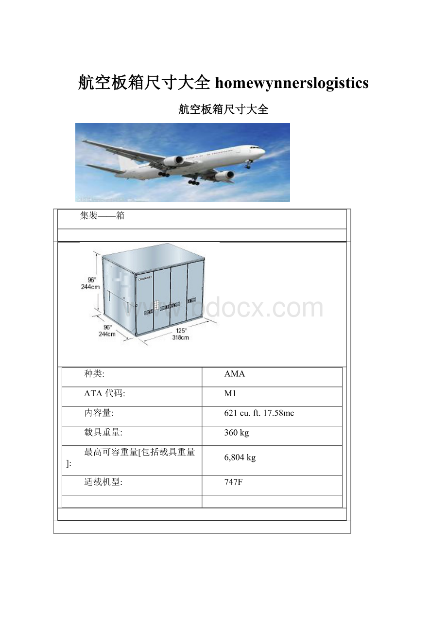 航空板箱尺寸大全homewynnerslogistics.docx