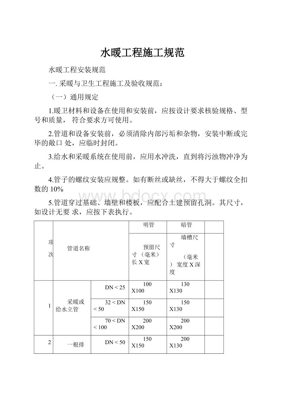 水暖工程施工规范Word下载.docx_第1页