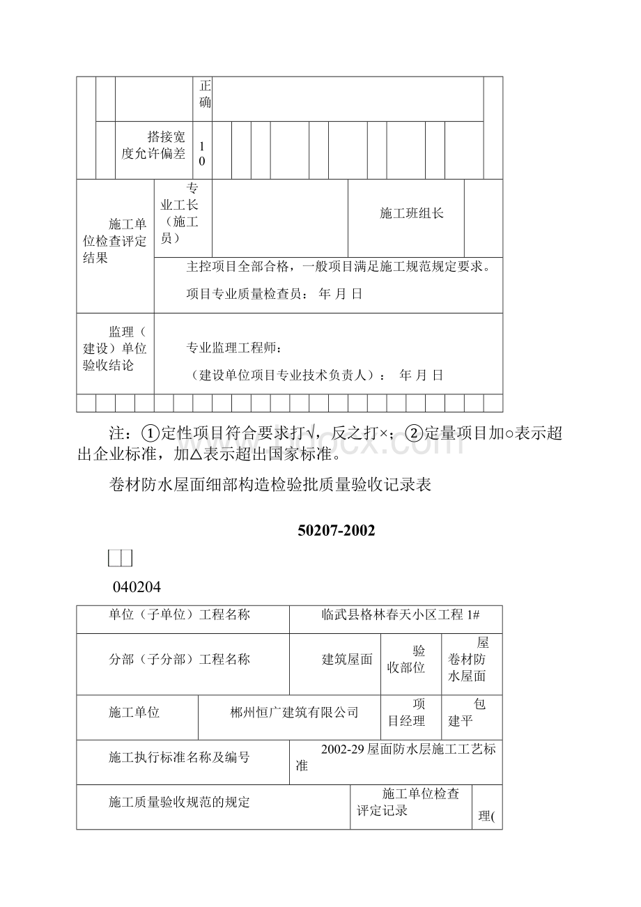 屋面卷材防水层检验批质量验收记录表.docx_第3页