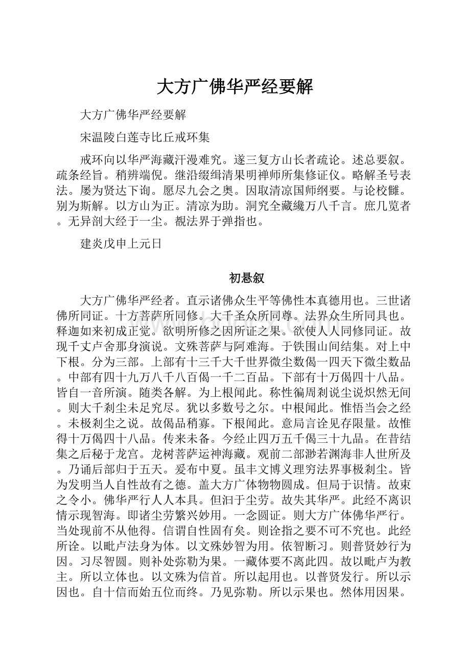 大方广佛华严经要解Word下载.docx