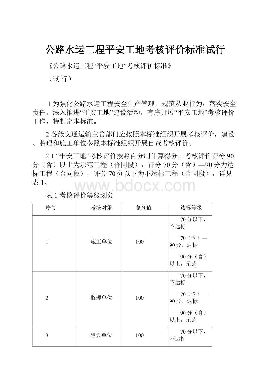 公路水运工程平安工地考核评价标准试行.docx_第1页