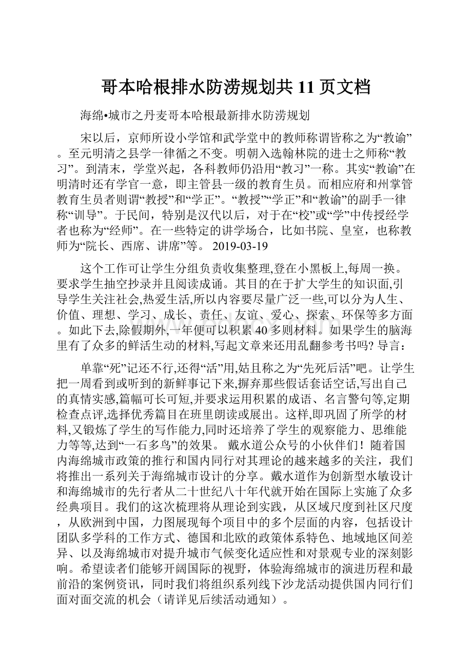 哥本哈根排水防涝规划共11页文档.docx