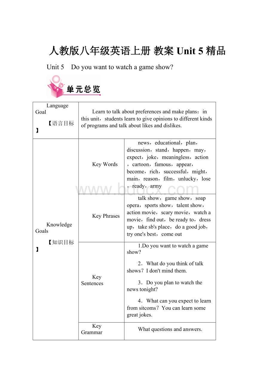 人教版八年级英语上册 教案Unit 5 精品.docx_第1页