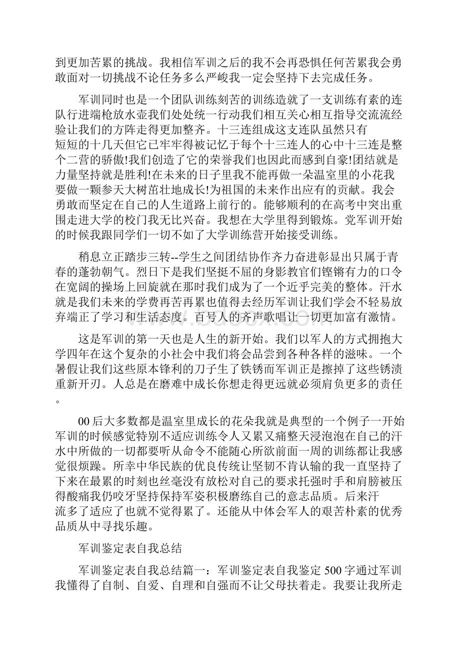 军训鉴定表个人总结Word文档格式.docx_第3页