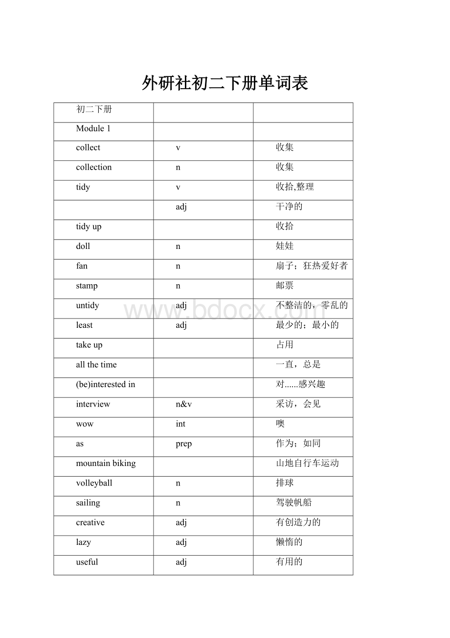 外研社初二下册单词表Word文件下载.docx