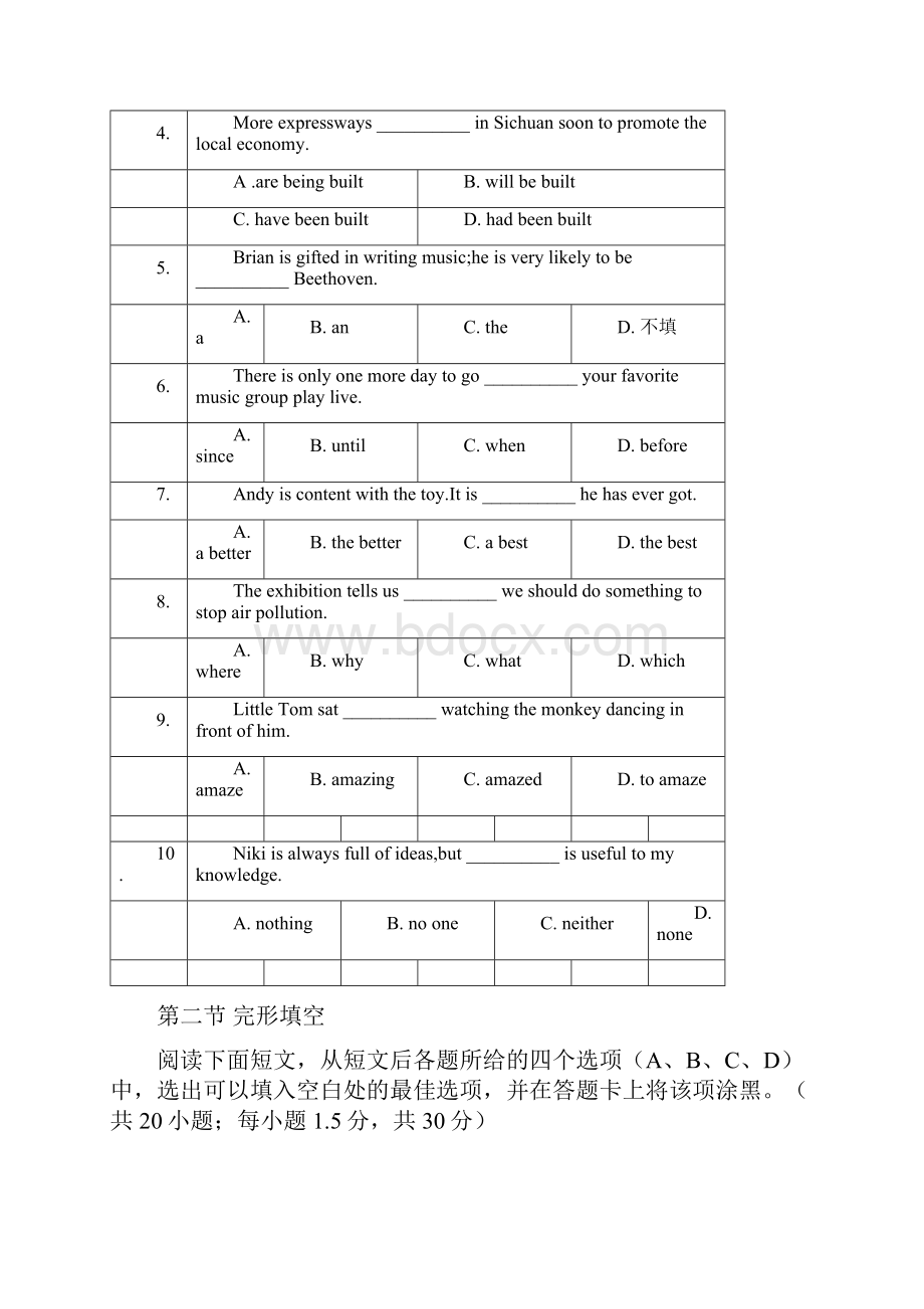 高考英语真题四川卷及答案Word格式文档下载.docx_第2页