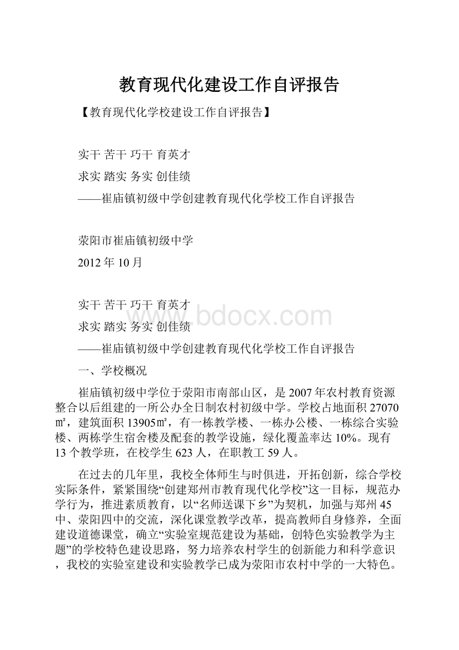 教育现代化建设工作自评报告Word文档下载推荐.docx