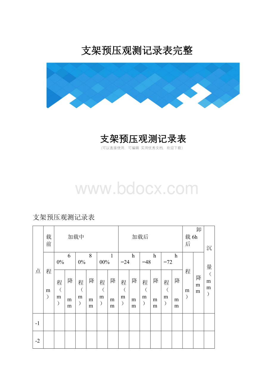 支架预压观测记录表完整.docx_第1页