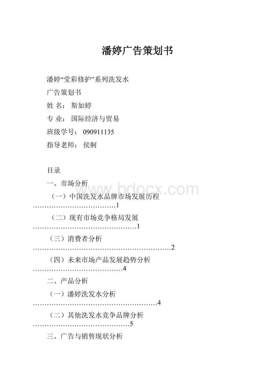 潘婷广告策划书Word文档下载推荐.docx