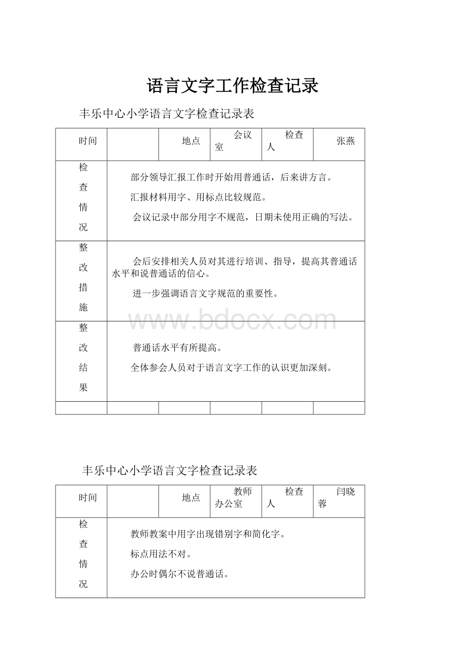 语言文字工作检查记录.docx_第1页