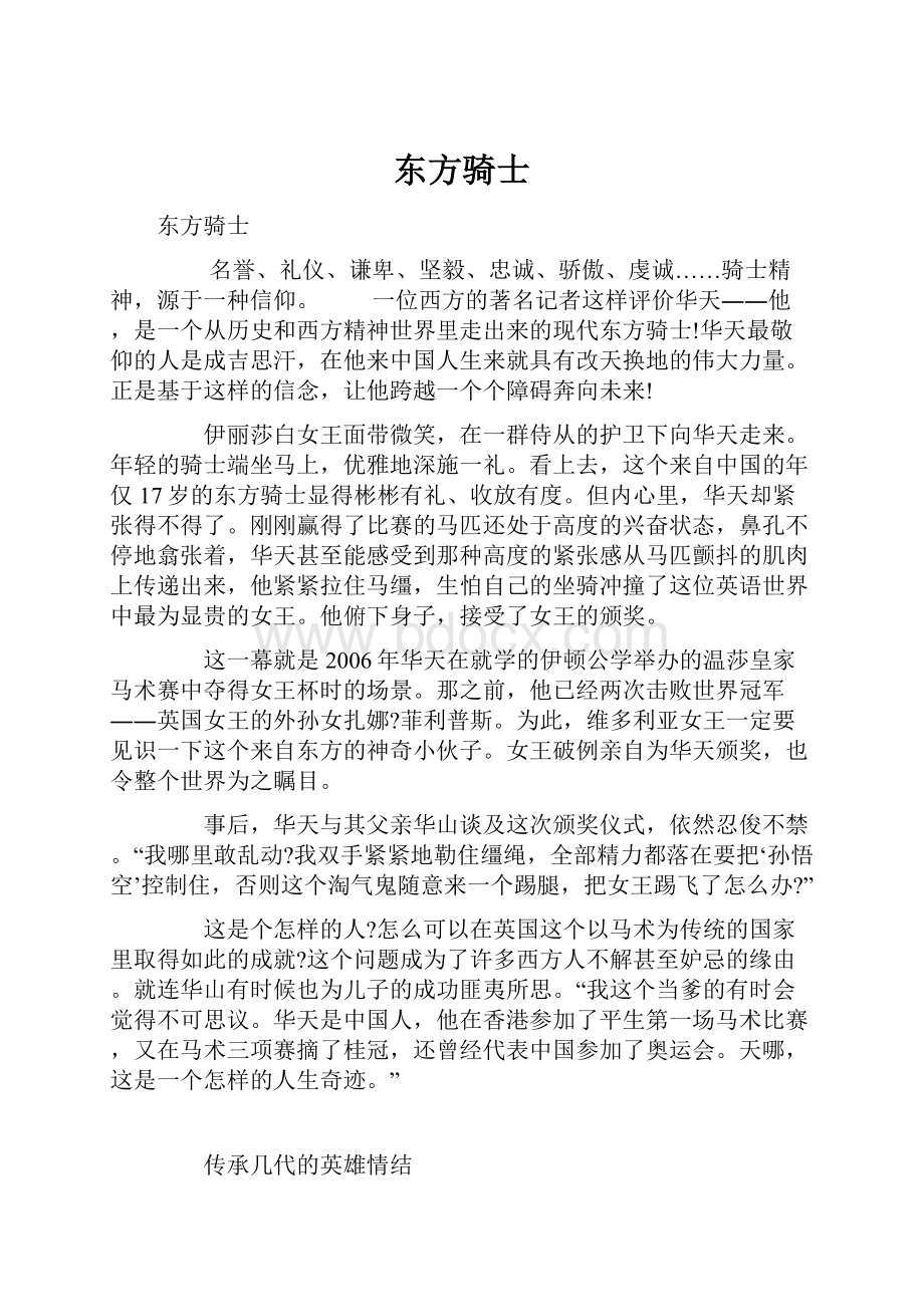 东方骑士Word下载.docx