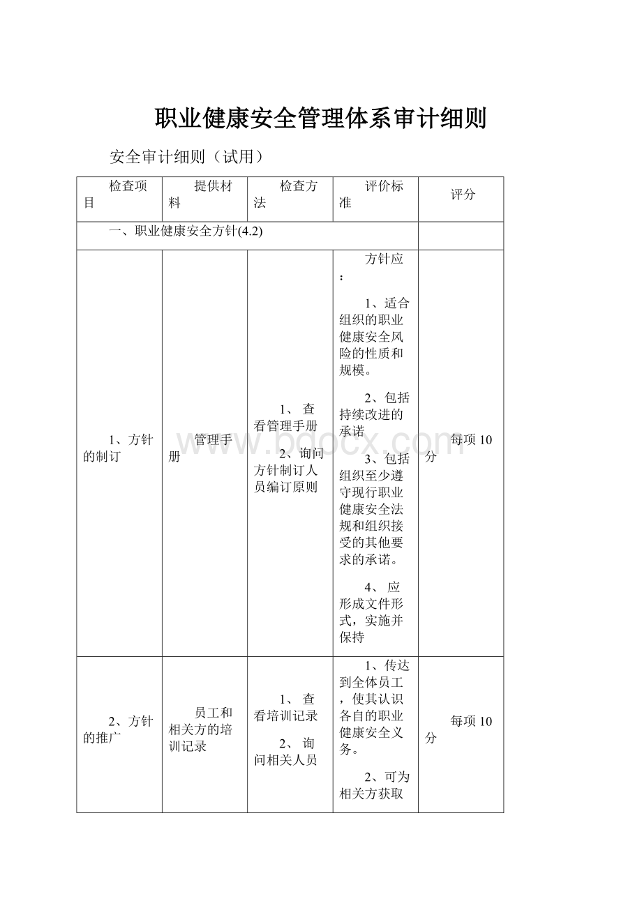 职业健康安全管理体系审计细则.docx