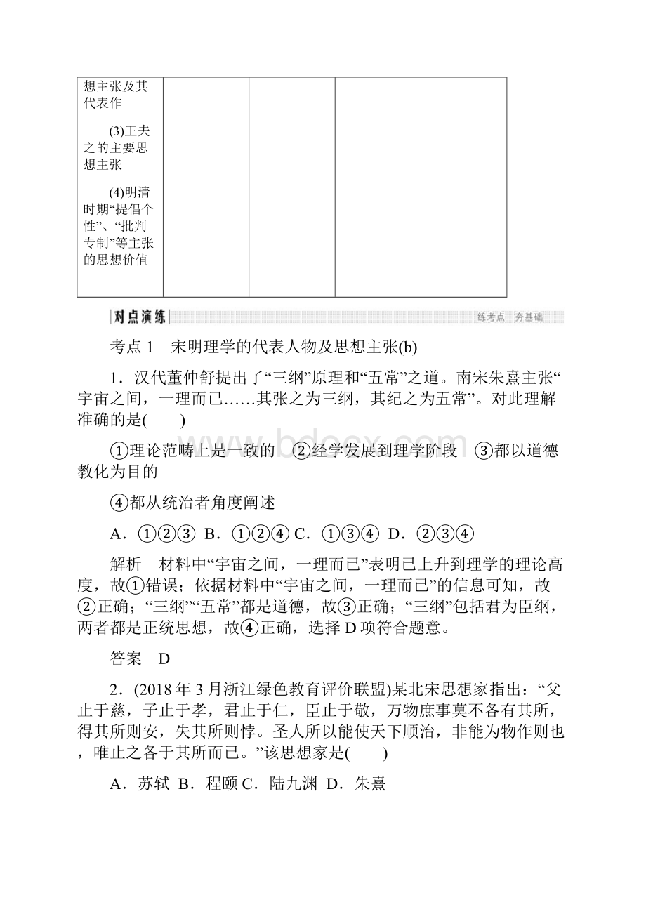 高考历史总复习 专题三 中国传统文化主流思想的演变和古代中国的科技与文化 第6讲 宋明理学及.docx_第2页