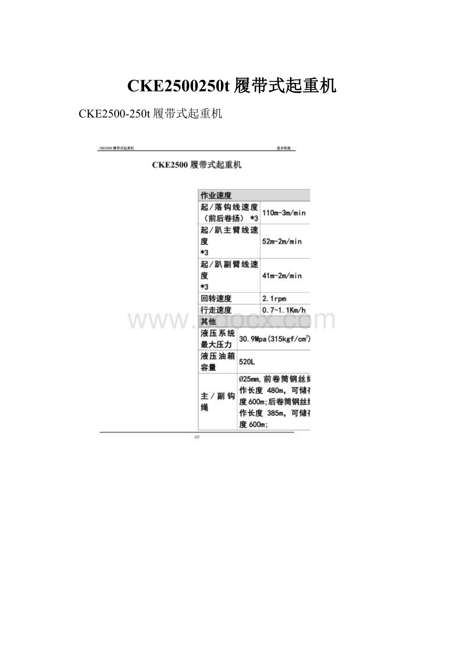 CKE2500250t履带式起重机Word格式.docx