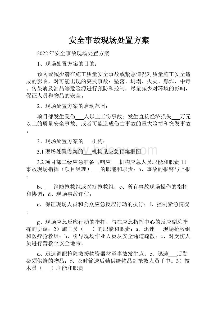 安全事故现场处置方案Word文档下载推荐.docx_第1页