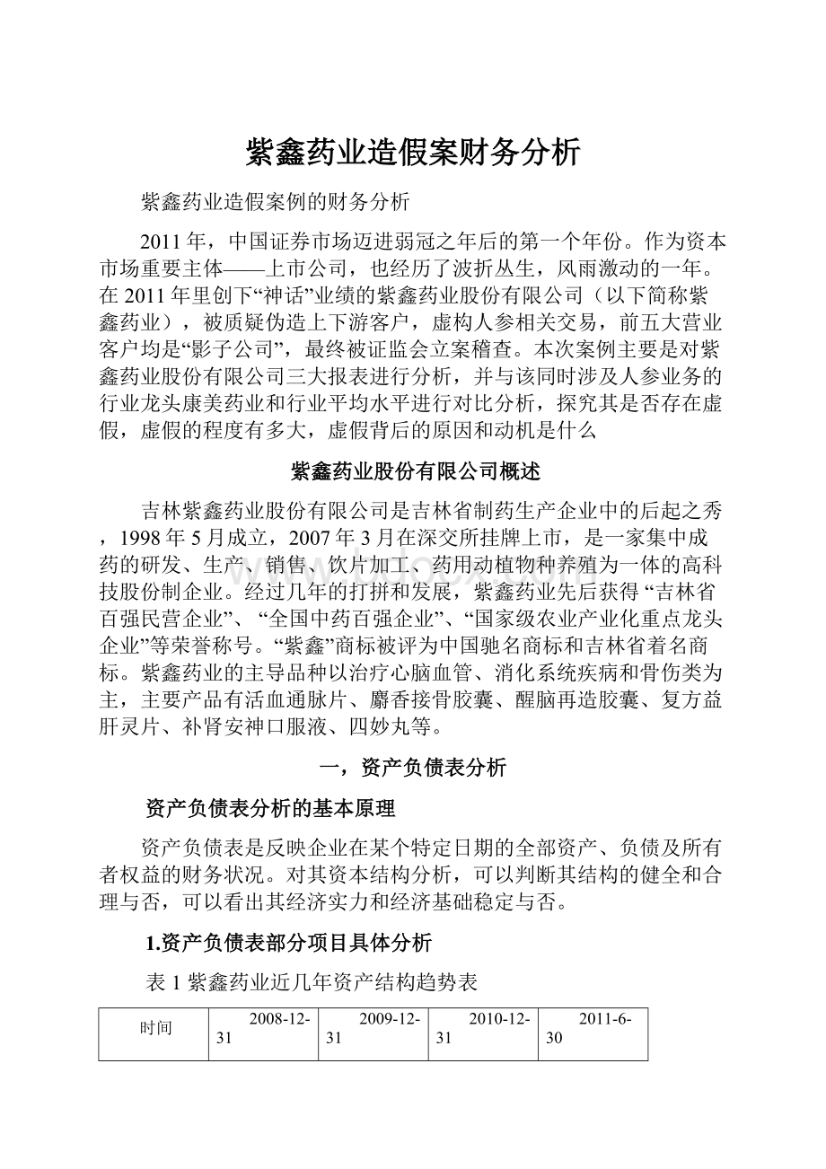 紫鑫药业造假案财务分析Word格式.docx