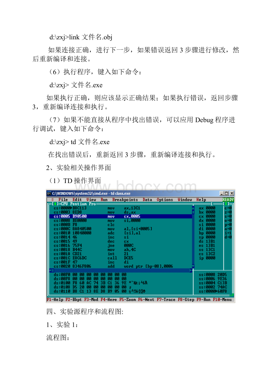 东南大学微机实验报告2带流程图Word文档下载推荐.docx_第3页