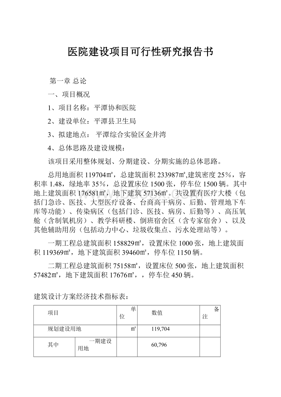 医院建设项目可行性研究报告书.docx