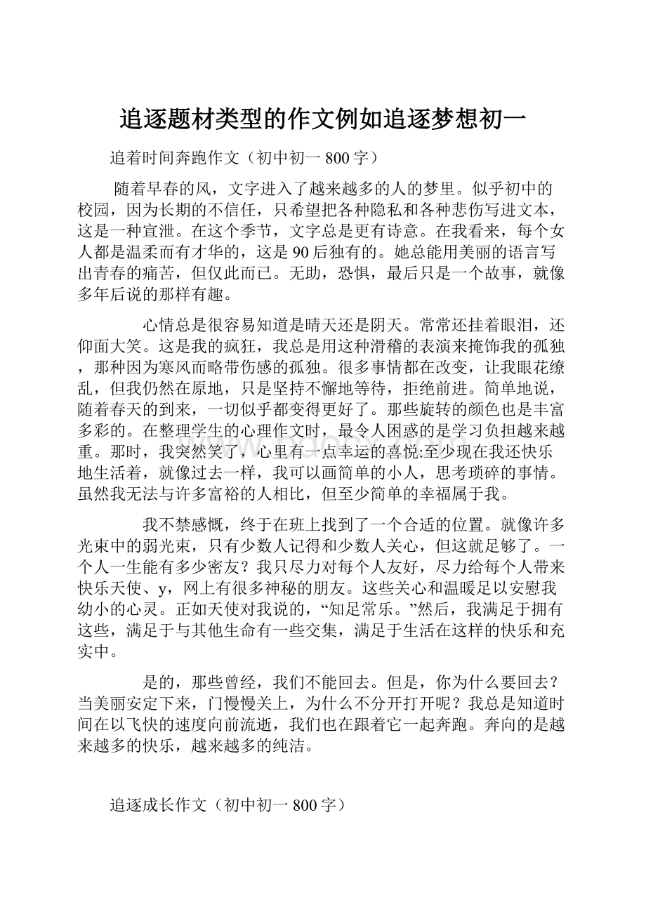 追逐题材类型的作文例如追逐梦想初一.docx