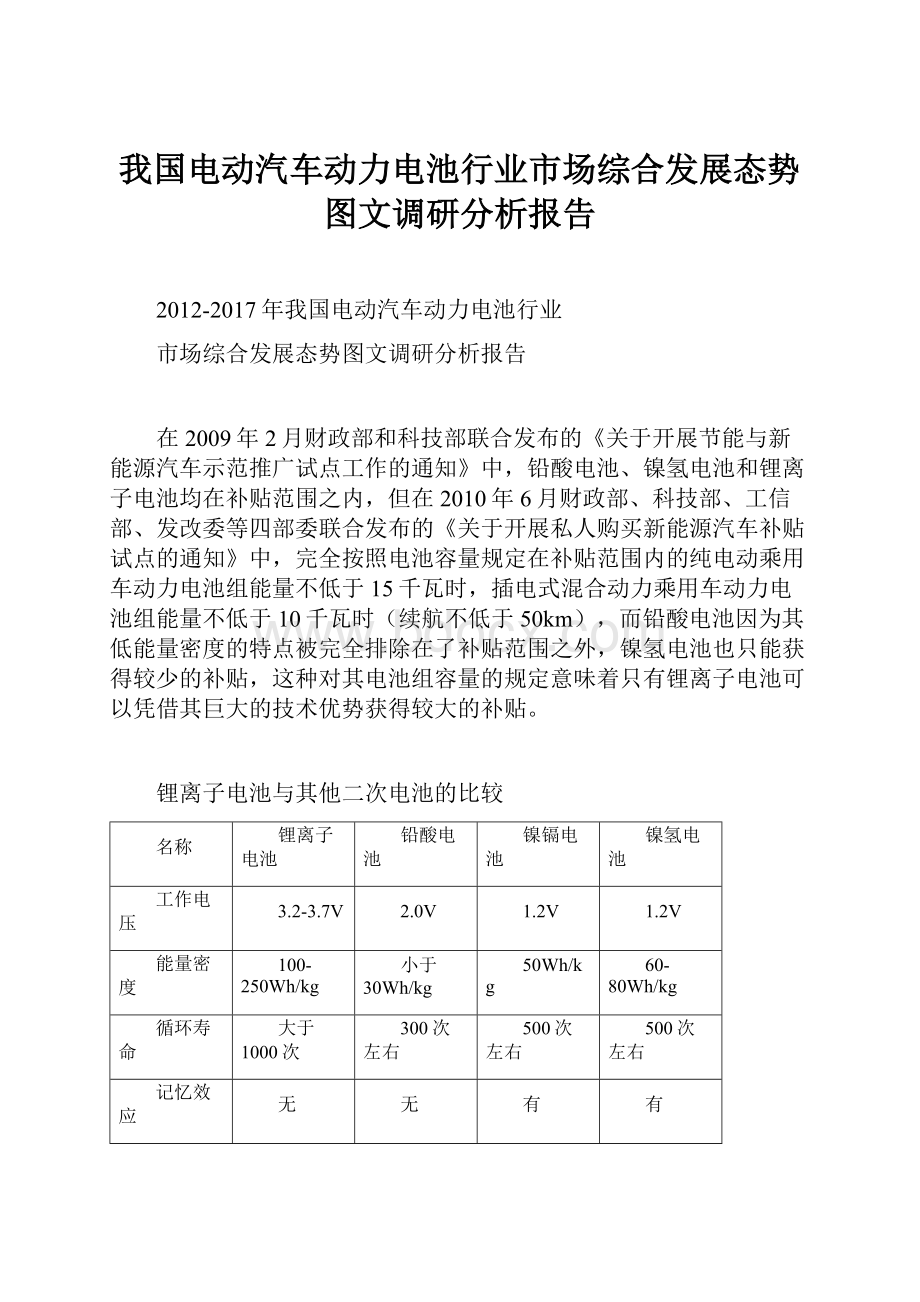 我国电动汽车动力电池行业市场综合发展态势图文调研分析报告.docx_第1页