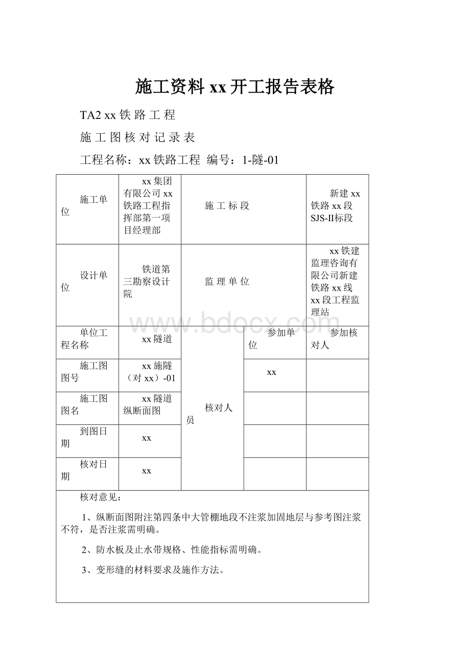 施工资料xx开工报告表格Word格式文档下载.docx_第1页