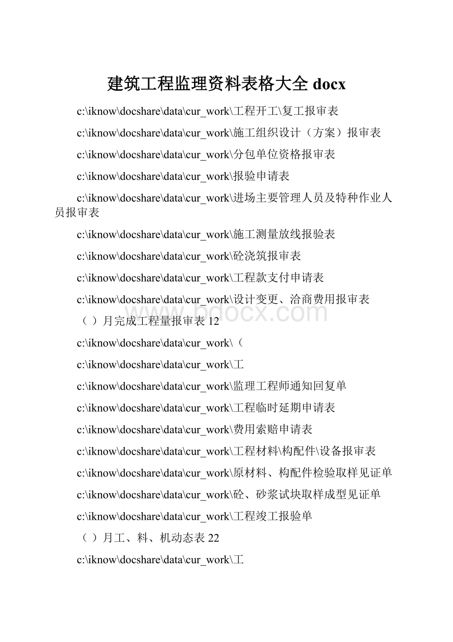 建筑工程监理资料表格大全docxWord文档下载推荐.docx