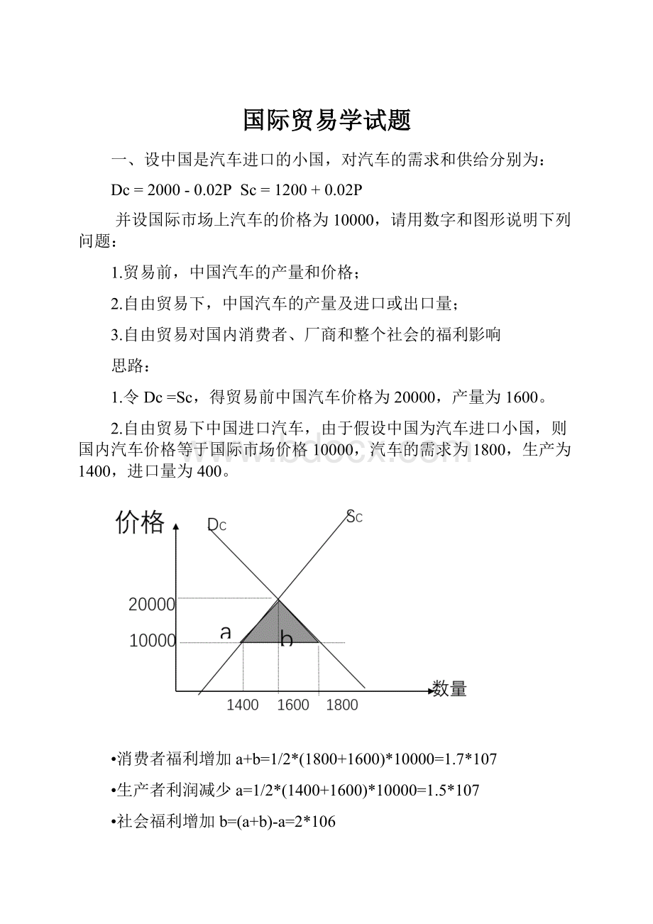 国际贸易学试题Word格式文档下载.docx