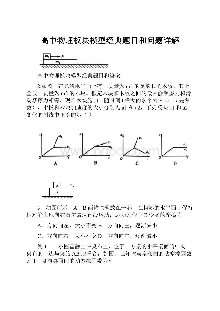 高中物理板块模型经典题目和问题详解.docx